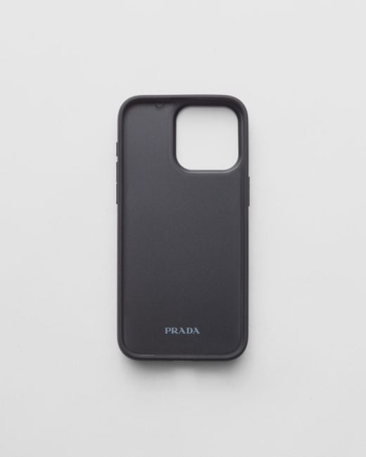 Prada Black Saffiano Leather Cover For Iphone 15 Pro Max