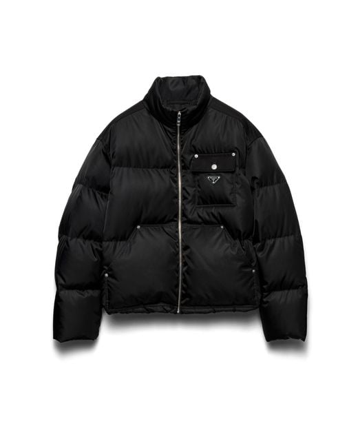 Prada Black Cropped Recycled Nylon Down Jacket for men
