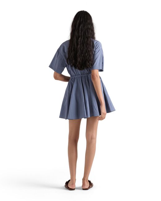 Prada Blue Short-Sleeved Technical Pongé Dress, Aviator