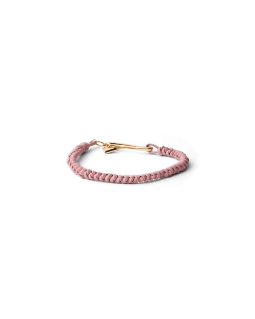 Prada White Braided Nappa Leather Bracelet With Metal Ornament