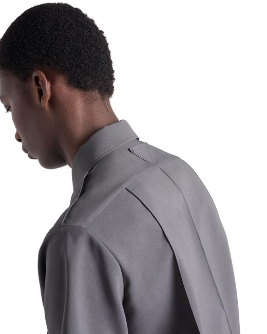 Prada Gray Short-Sleeved Technical Fabric Shirt for men