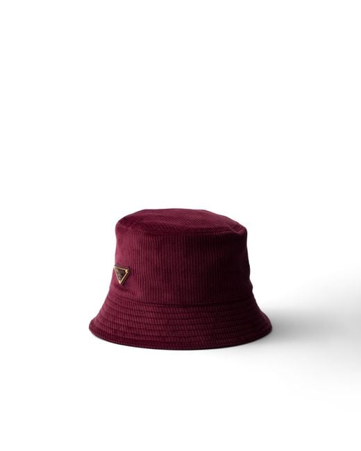 Prada Red Corduroy Bucket Hat