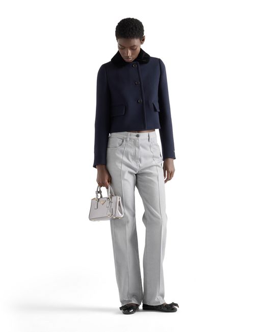 Prada Blue Single-Breasted Natté Fabric Jacket