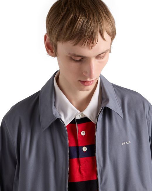 Prada Blue Technical Cotton Zipper Blouson Jacket for men