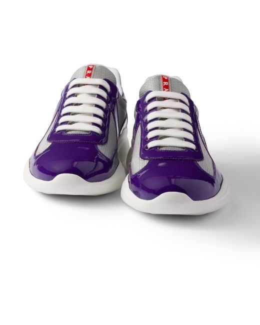 Prada Blue Patent Leather And Technical Fabric America's Cup Sneakers for men