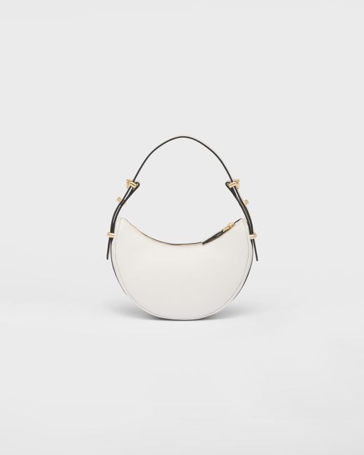 Prada White Arqué Leather Mini Shoulder Bag