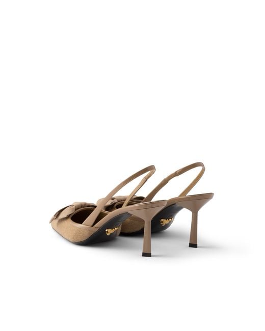 Prada White Fabric Slingback Pumps