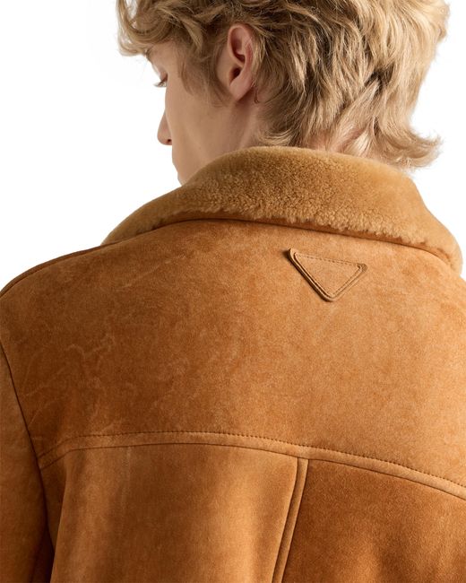 Caban En Shearling, Homme, Taille Prada pour homme en coloris Brown