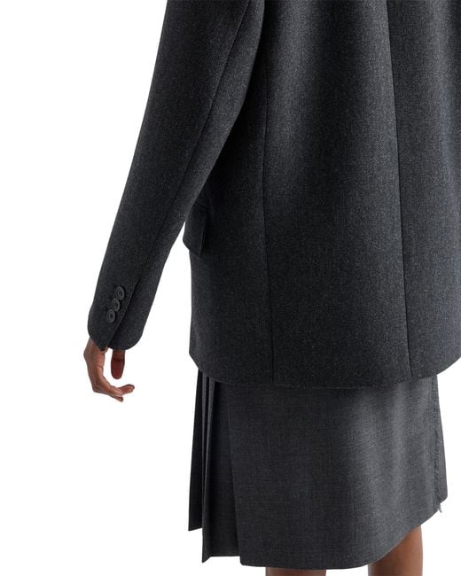 Prada Black Single-Breasted Chevron Caban Jacket