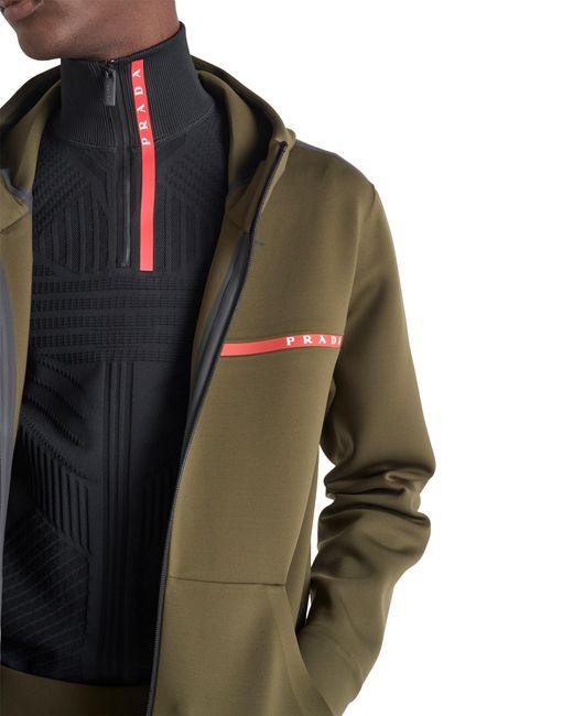 Prada Green Technical Fabric Hoodie for men