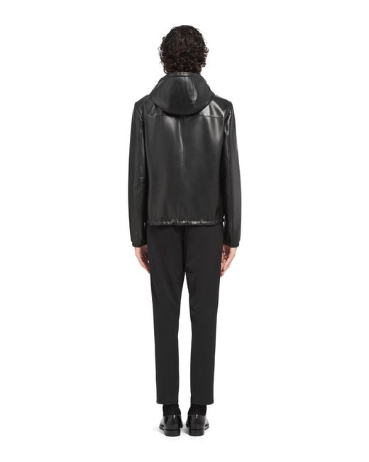 Prada Black Reversible Nappa Leather And Re-Nylon Jacket for men
