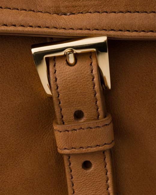 Prada Brown Explore Medium Nappa Leather Shoulder Bag With Flap