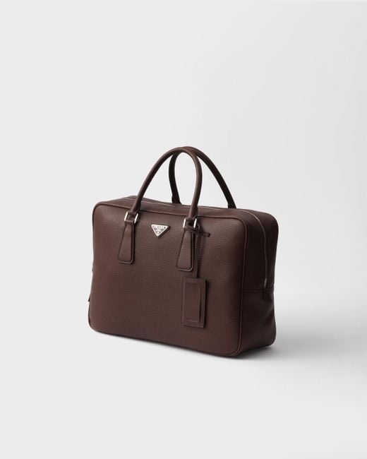 Prada Brown Leather Work Bag for men