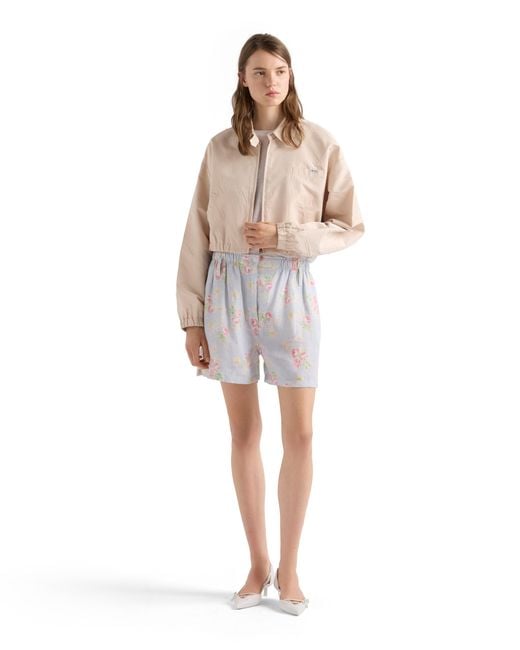 Prada Natural Faille Blouson Jacket, Sand