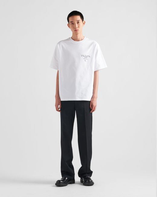 T-Shirt En Coton Prada pour homme en coloris White