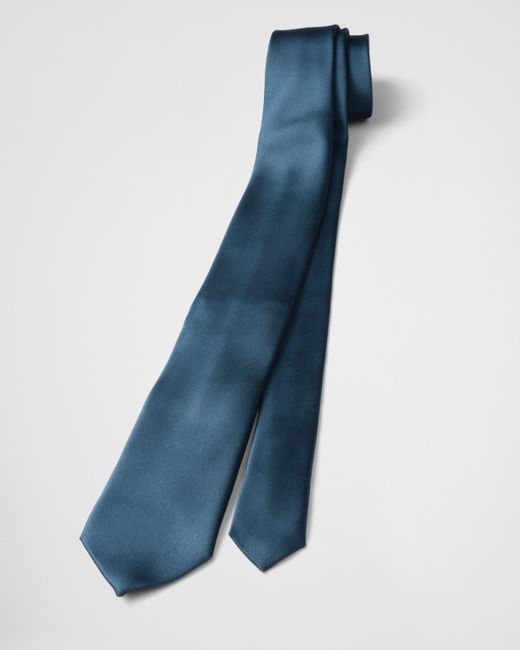 Prada Blue Satin Tie for men