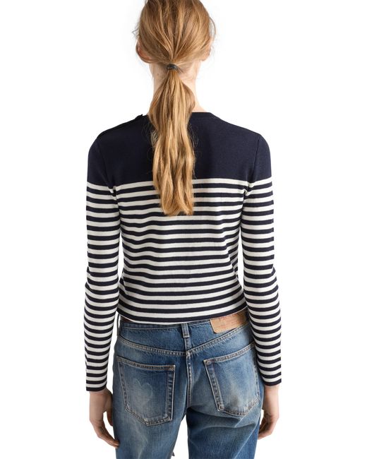 Prada Blue Striped Wool Sweater