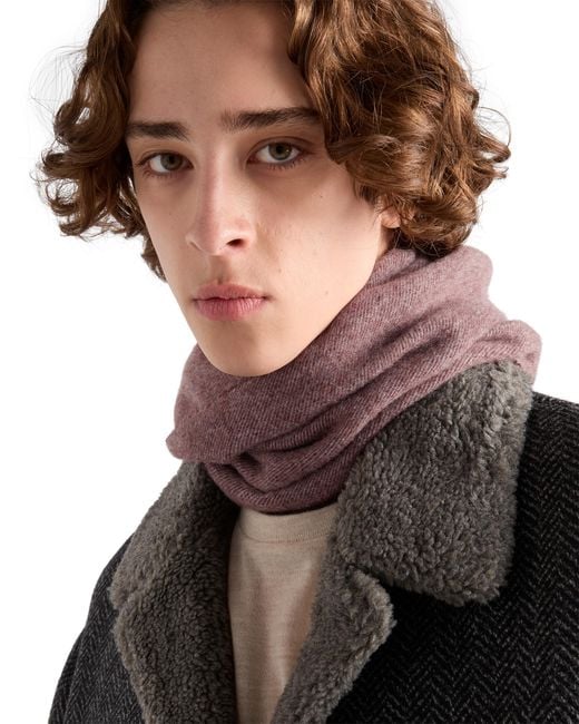 Prada Purple Cashmere And Wool Scarf for men