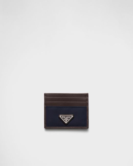 Porte-Cartes En Re-Nylon Et Cuir Prada pour homme en coloris Blue
