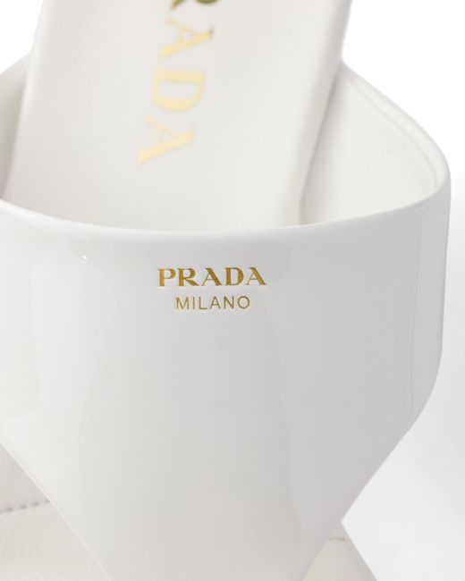 Prada White Patent Leather Thong Sandals