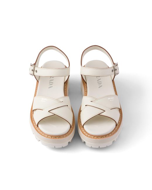 Prada White Leather Sandals