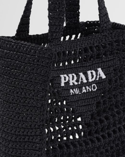 Borsa Shopping Small In Tessuto Intrecciato di Prada in Black