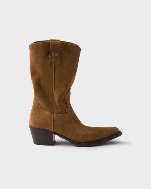 Prada White Suede Boots