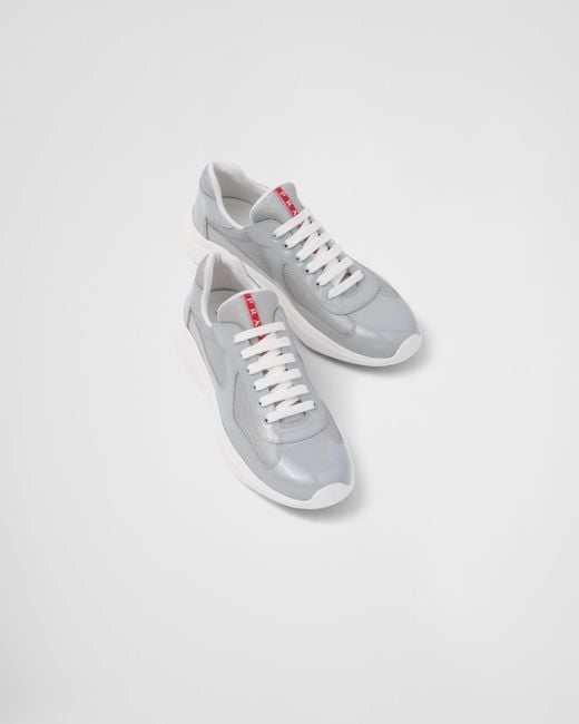 Prada White Patent Leather And Technical Fabric America'S Cup Sneakers for men