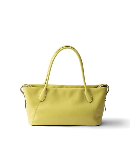 Prada Yellow Ouvert Large Leather Tote Bag