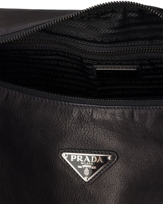Prada Black Explore Leather Shoulder Bag for men