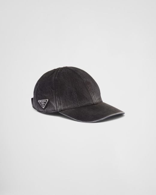 Cappello Da Baseball In Denim di Prada in Black