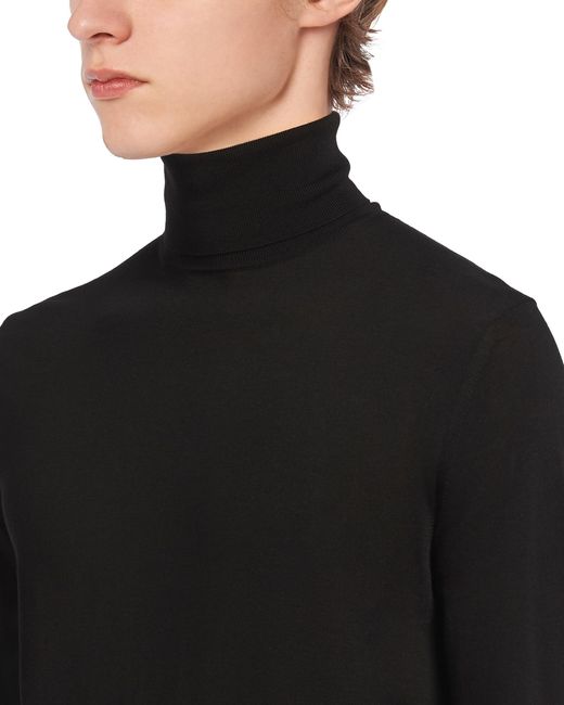Prada Black Brushed Wool Turtleneck for men