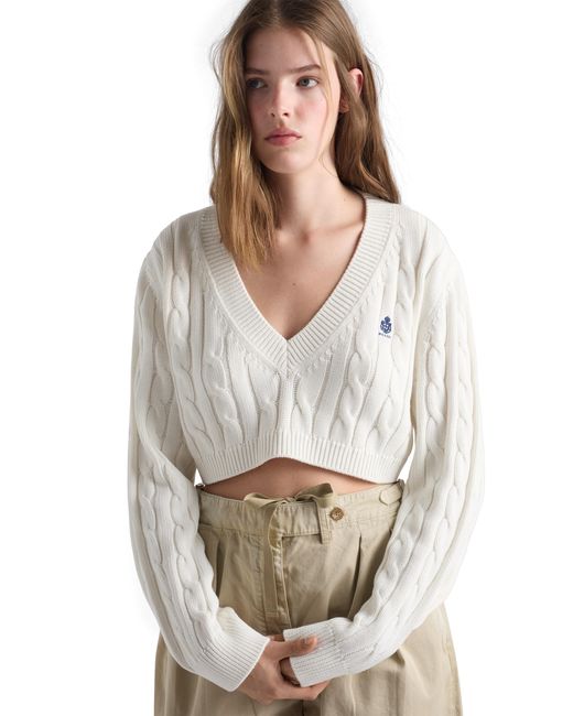 Prada White V-Neck Cotton Sweater