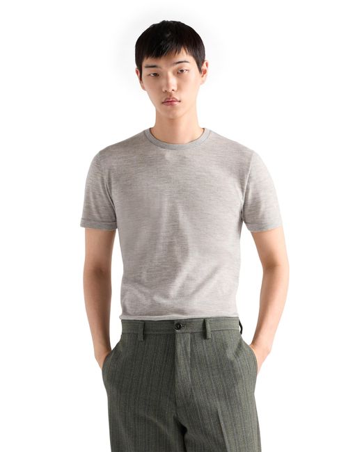 Prada Gray Oversized Cashmere T-Shirt for men