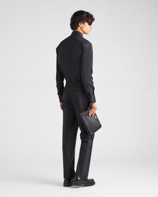 Prada Blue Stretch Poplin Shirt for men