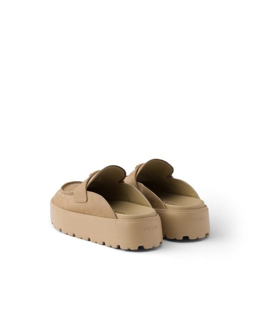 Prada Multicolor Nubuck Flatform Mules