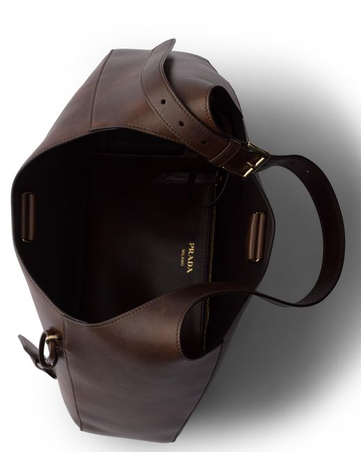 Prada Black Boogie Large Leather Bag, Cocoa