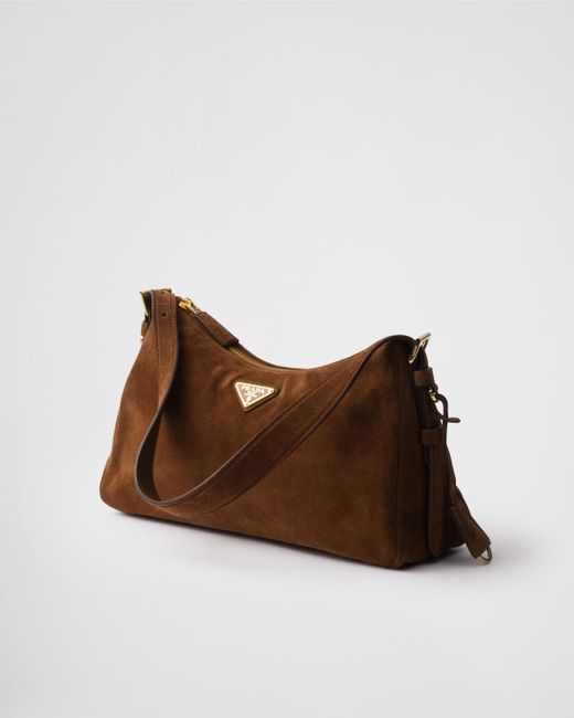 【PRADA】Prada Aimee' shoulder bag Brown Prada Medium Aimée Suede Shoulder Bag | Brown | FARFETCH