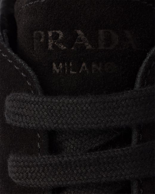 Prada Black Prax Suede And Re-Nylon Sneakers, Size 5 for men