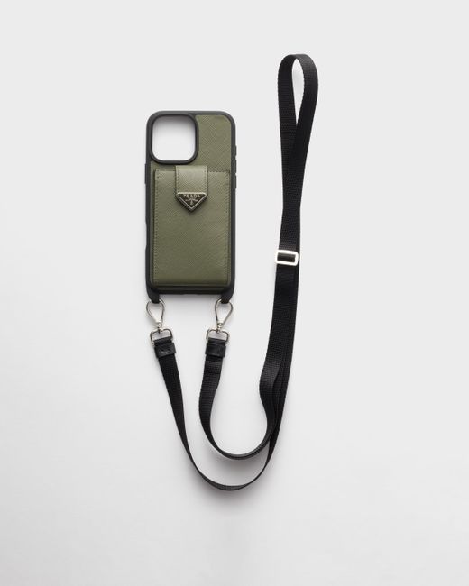 Prada Iphone-16-Pro-Max-Hülle Aus Saffiano-Leder in White für Herren