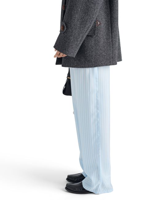Prada Blue Striped Silk Pongé Pants