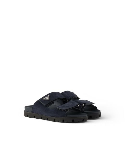 Prada Blue Suede Band Sandals for men