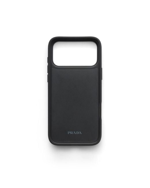 Prada Black Saffiano Leather Case For Iphone 17 Pro Max for men