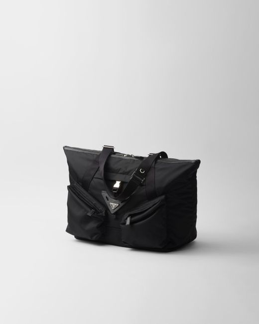 Prada Black Re-nylon And Leather Travel Bag