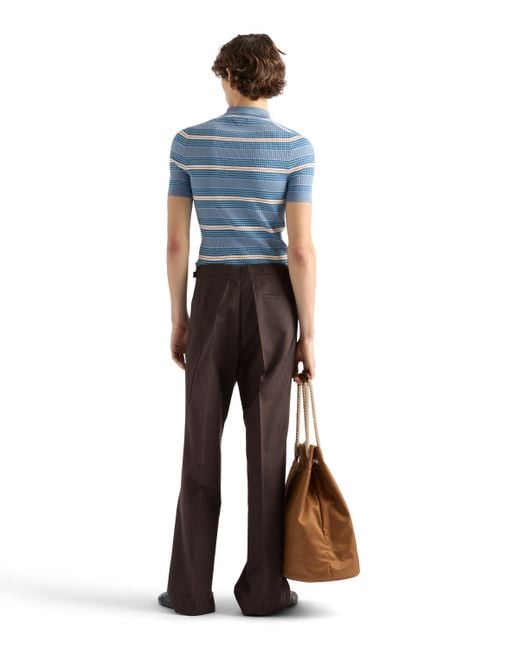 Polo De Algodón A Rayas, Hombre, Talla Prada de hombre de color Blue