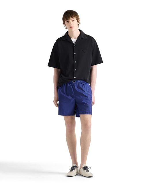 Prada Blue Re-Nylon Swim Trunks for men