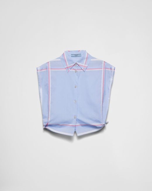 Prada Blue Checked Cropped Cotton Shirt
