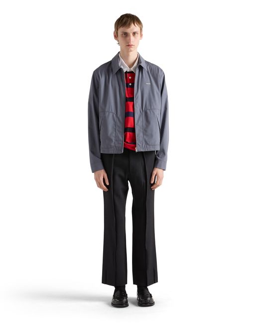 Prada Blue Technical Cotton Zipper Blouson Jacket for men