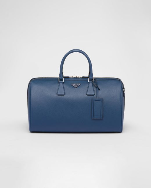 Prada Blue Saffiano Leather Travel Bag