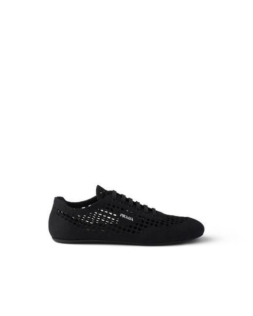 Prada Black Collapse Crochet Laced Sneakers